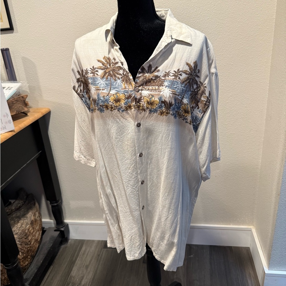 Tropical Print Button-Up Shirt